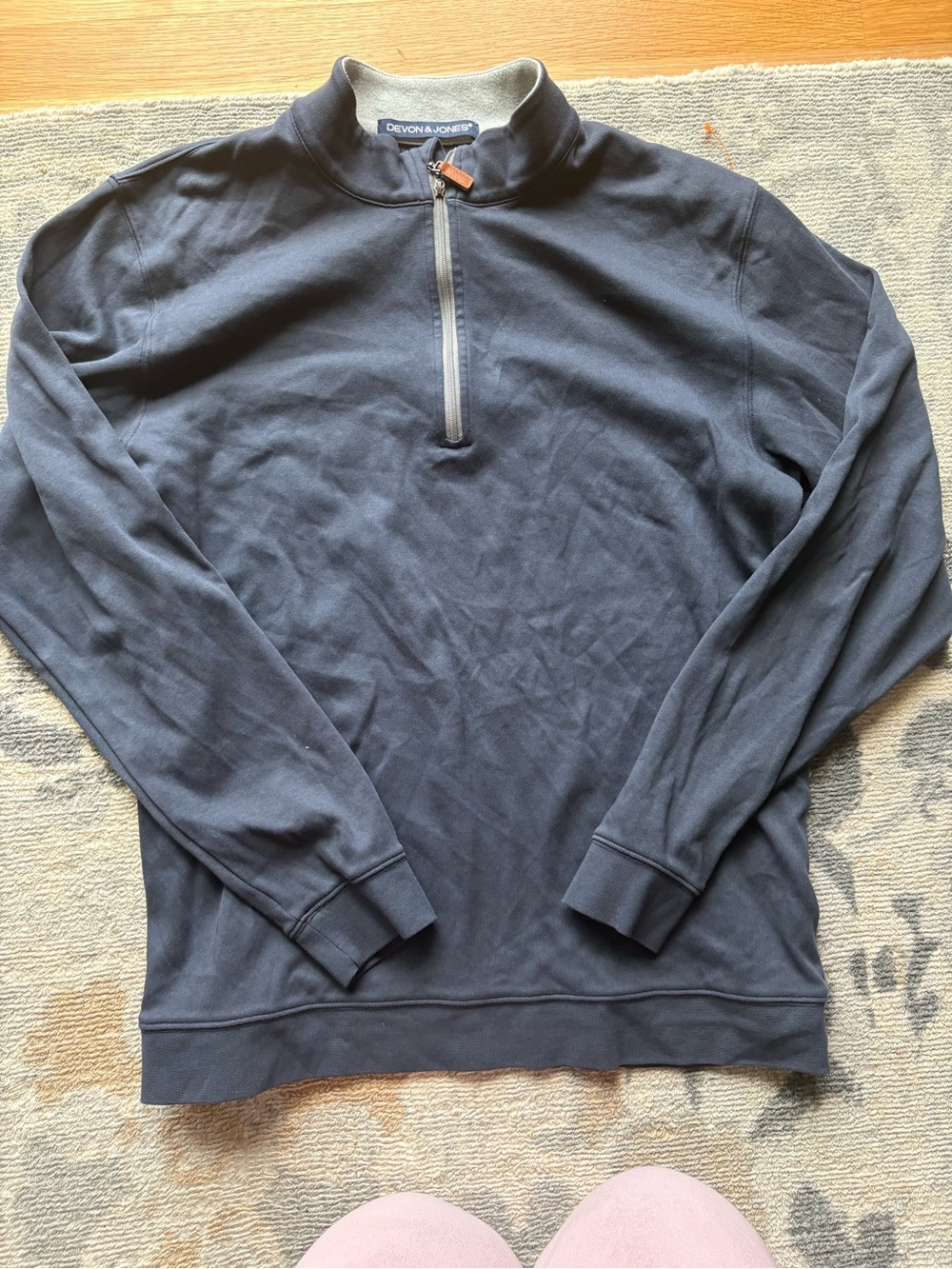 Devon & Jones Men’s Navy 1/4 Zip Pullover Polo